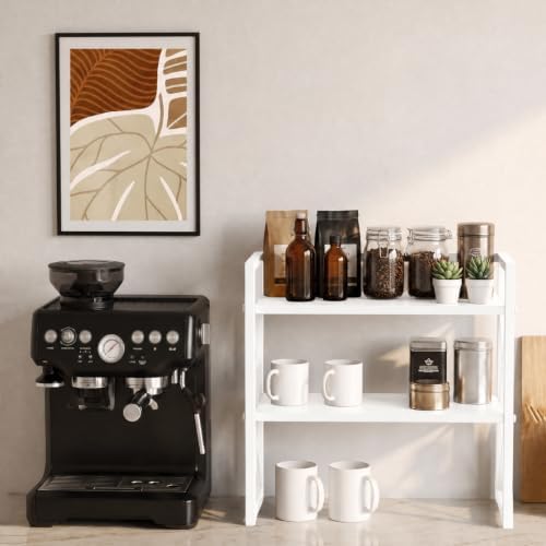 Adjustable Desktop Bookshelf, Metal Desk Shelf Organizer, White