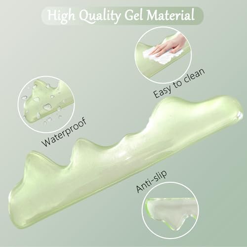 Gel Mountain Keyboard and Mouse Wrist Rest Set Abstract Clear Green Keyboard Wrist Rest Transparent Ergonomic Cute Minimalist Mouse Wrist Pad Silicone Non-Slip Support for Computer Keyboard 60% 68%75%