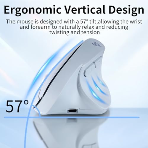 Bluetooth Wireless Dual-Mode Vertical Mouse - Silent Click, Ergonomic Comfort for Office & Home Use, Rechargeable with LED Breathing Light, Compatible with Multiple Devices (Blue)