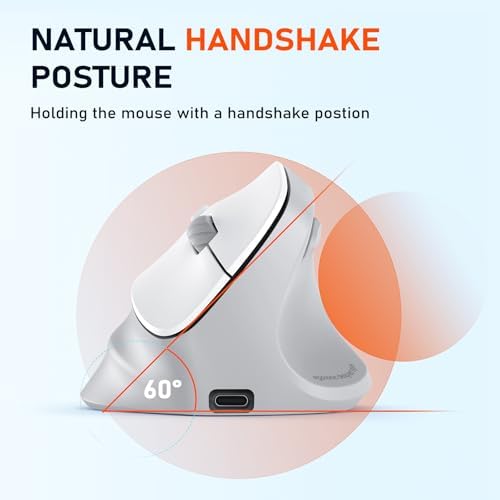 MEETION Ergonomic Wireless Vertical Mouse, Rechargeable, Gray