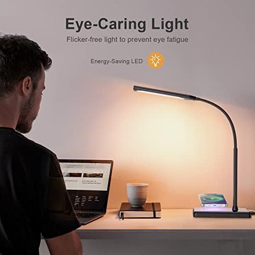 LED Desk Lamp for Office Home, Wireless Charger Desk Lamp