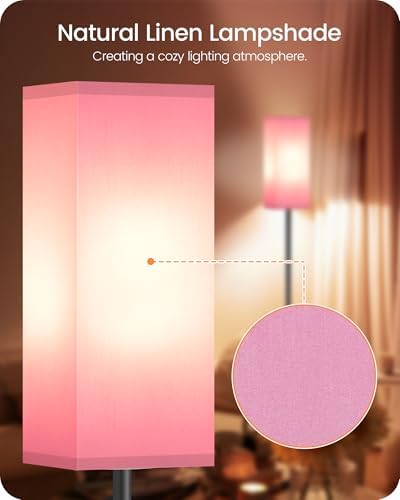 2 Pack Floor Lamp, Pole Lamp with Foot Switch, Modern Standing Lampshade, Minimalist Freestanding Lamp (Bulb Not Included), for Living Room, Bedroom Office, Black and Pink P07LDP205