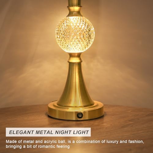 Oneach 28.5" Gold Table Lamps Set of 2, Tall Luxury Bedside Lamps with Night Light, USB A+C Charging Ports, Elegant Metal Nightstand Lamps for Bedroom Office End Table Decoration
