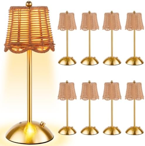 8 Pcs Cordless Table Lamp Rechargeable Touch Lamp Gold Woven