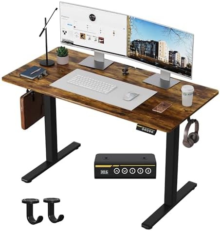 48 x 24 Inch Electric Standing Desk, 3 Memory Presets, Brown