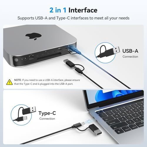 TECKNET Wired Mac Keyboard for MacOS Devices with Dual Interface