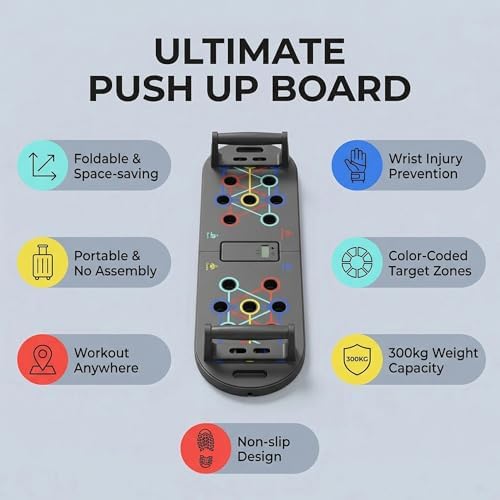 Foldable Push Up Board, Portable Multi-Function Fitness Exercise Board for Home Total Body Workout