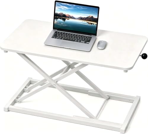 Height Adjustable Standing Desk White Converter Keyboard Riser 23.6 Inch
