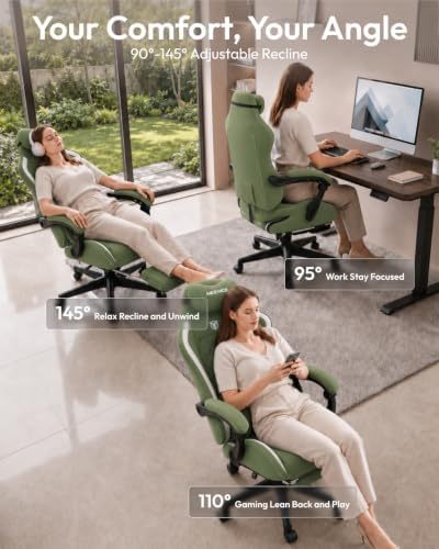 Big and Tall Gaming Chair with Footrest for Adults, Fabric