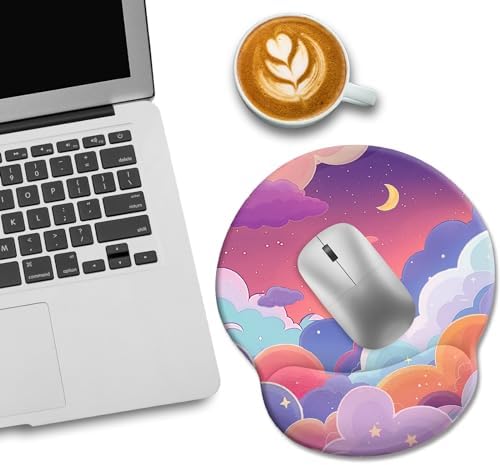 LIMKRIAN Purple Cloud Mouse Pad with Wrist Rest, Cute Small Mouse Pad