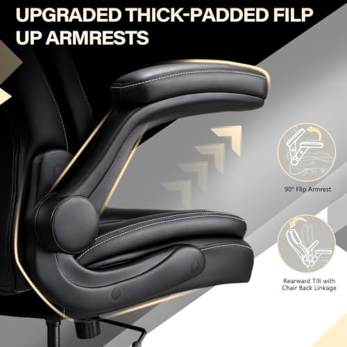 Indulgear Office Chair with Lumbar Support,Comfy Desk Chair with Flip Arm