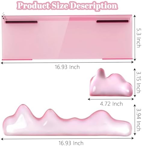 Acrylic Computer Keyboard Stand with Gel Mountain Wrist Rest Keyboard Riser with Comfortable Clear Silicone Mouse Wrist Pad Ergonomic Tilted Transparent Keyboard Holder for Desktop Office Hot Pink