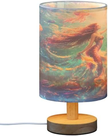 ALAZA Mermaid Jellyfish Funny Beautiful Decor Bedside Table Lamp with USB Port for Bedroom Nightstand Office Desk LED Bulb Included