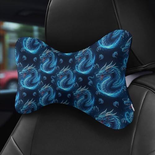 Car Seat Neck Pillow Dragon 2 Pcs Memory Foam Headrest Support for Driving Travel Nap