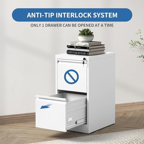 2 Drawer File Cabinet with Lock,Metal File Cabinet for Home Office