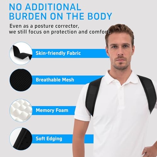 Back Brace Posture Corrector for Women Men Shoulder Support Straightener Pain Relief Upper Spine Hunchback Thoracic Device Plus Size Straps Correction Fixer Trainer Best Straight Black Large/X-Large