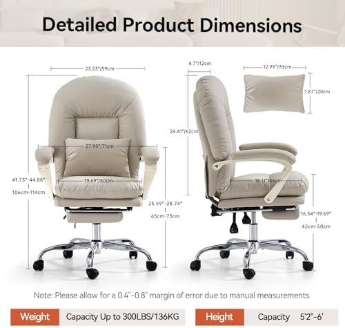 EMIAH Heated and Massage Office Chair with Foot Rest Reclining, PU Leather