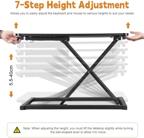 Standing Desk Converter, Adjustable Keyboard Riser, 7 Height Levels