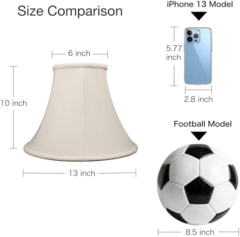 White Bell Lampshade, 6" x 13" x 10", Replacement Lamp shade, Pack 1
