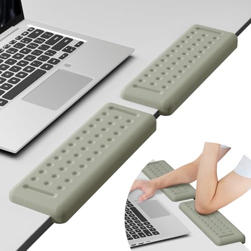 Leolee L-Shaped Desk Elbow Pads for Desk, Grey Memory Foam Arm Rest