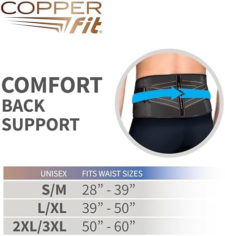 Copper Fit Unisex Adult Pro Back Belt Compression Brace Cummerbund, Black, 2XL 3XL US