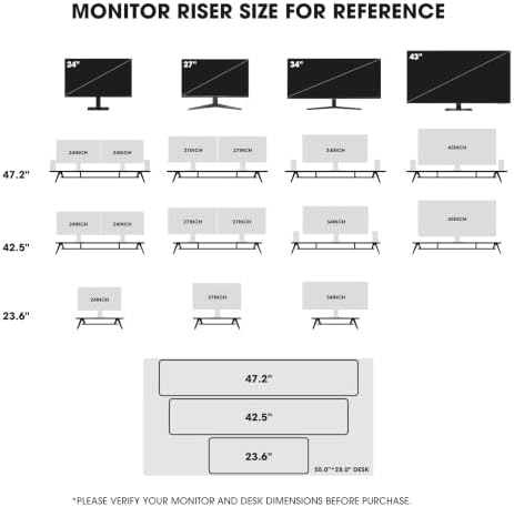 Fenge Dual Monitor Stand Riser, Wooden Desk Shelf with 2-Tier Storage