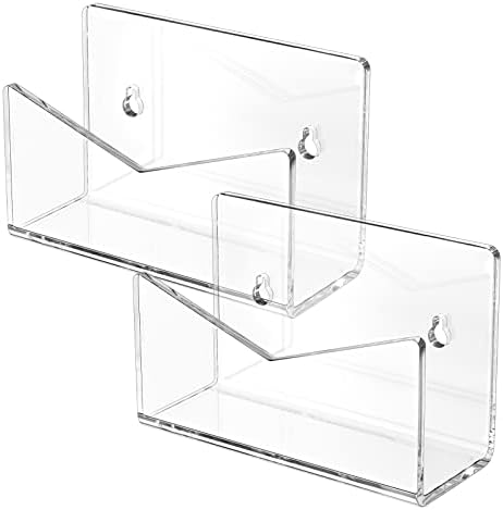 Richboom Acrylic Mail Holder, Envelope Holder for Desk Countertop Letter Holder for Home Office School (1 Section Clear - 2 Pack)