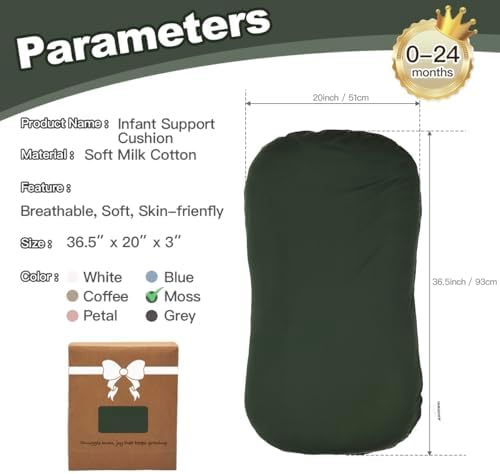 Baby Lounger Oversized 0-24 Months, Home and Travel Infant Cushion-Moss