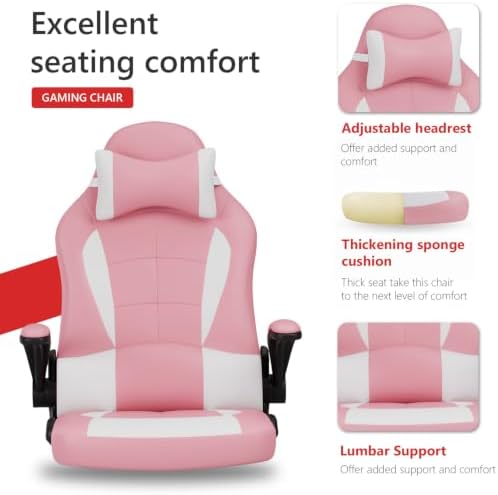 BestOffice Ergonomic Gaming Chair for Adults, Office Desk Chair, Pink