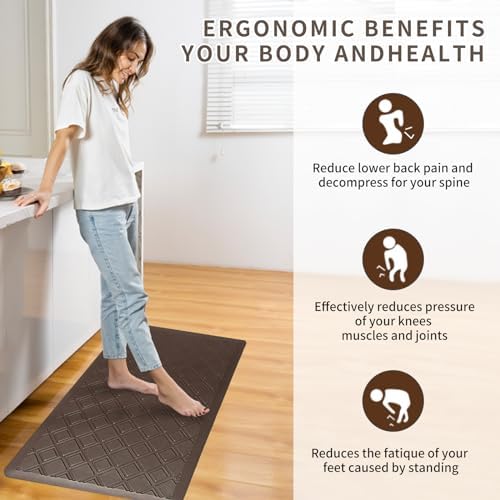 17.3 x 30 Inch Waterproof Anti Fatigue Comfort Kitchen Mat, Thick Non-Slip Standing Desk Mat, Commercial Pads for Offices, Home, Garages