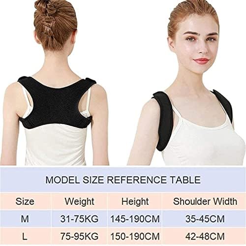 Posture Corrector Upper Adjustable Back Kyphosis Correction Belt Men Women Magnet Self-Heating Clavicle Support Back Straight Shoulders Brace Strap Back Posture (Color : Black, Size : Medium)