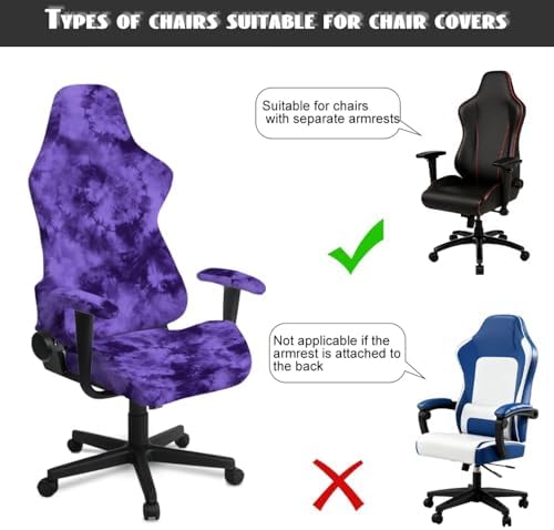 Tie Dye Print Gaming Chair Cover with Armrest Covers Non Slip Anti Scratch Furniture Protector Stretchable Stain Resistant Gamer Chair Slipcover