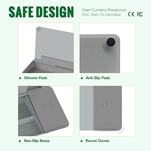 SELEAD Desktop Glass Whiteboard with Wireless Charger and Storage, Gray