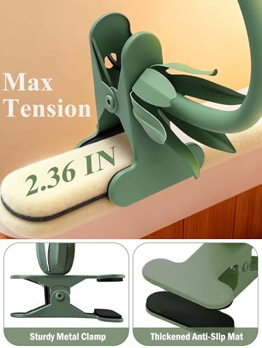 Clip on Light Flower Desk Lamp, LED Reading Light 3 Color Modes Eye-Caring Book Light Flexible Gooseneck Bedside Clip on Lamp for Desk Piano Office Bed Headboard Dorm (Green Lamp)