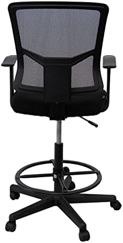 Stand Up Desk Store Sit to Stand Drafting Task Stool Chair for Standing Desks with Adjustable Footrest and Armrests (Black)