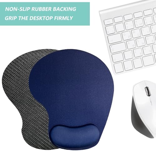 Mouse Pad with Wrist Support, Ergonomic Mouse Pads with Memory Foam Wrist Rest, Easy Typing Pain Relief, Comfortable Home Office Computer Wrist Support Pads for Working Studying Gaming, Navy Blue