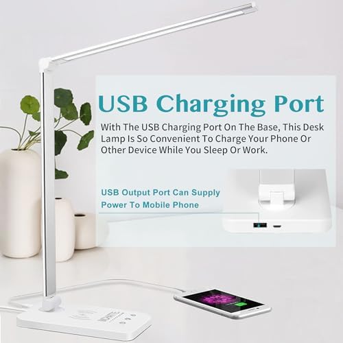 LED Desk Lamp with Wireless Charger,Touch Lamp for Home Office Dorm