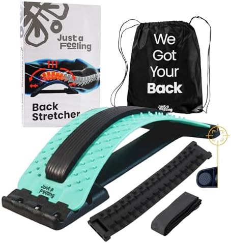 Just A Feeling Back Stretcher Lower - Lumbar Support & Back Cracker w/Silicone & Foam Pads - Spinal Decompression Device for Sciatica, Herniated Disc, Back Popper for Back Pain w/Chair Strap