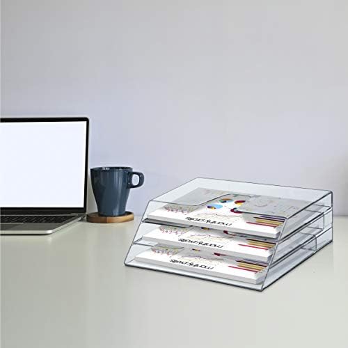 Acrimet Horizontal Triple File Folder Organizer Sorter, Letter Size, Clear