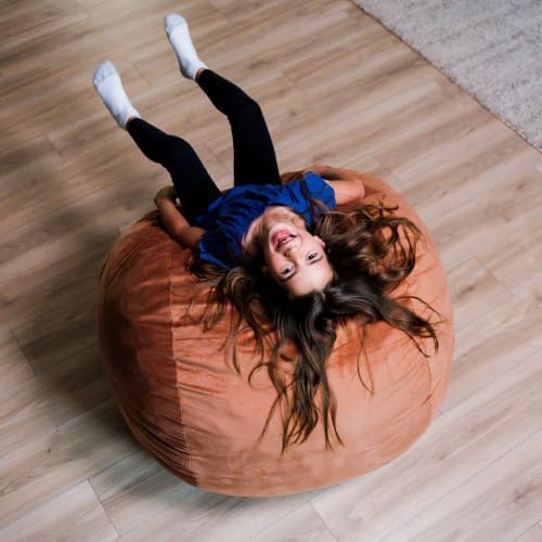 Big Joe Fuf 3.5Ft Foam Bean Bag Chair for Kids, Teens, Bronze Plush Soft Polyester, 3.5 Foot Large Ultra-Soft Seat for Gaming, Bedroom, Reading Nook