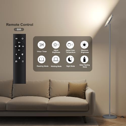 SUNMORY Floor Lamps for Living Room，LED Standing Lamp with Remote Control