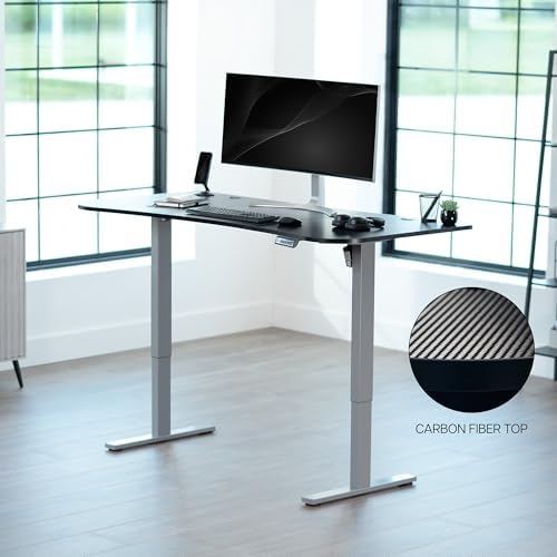 VIVO Black Carbon Fiber 63 x 32 in Standing Desk, DESK-KIT-1G1R