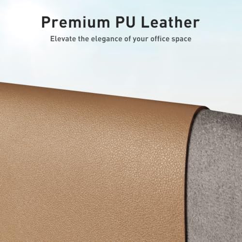 Aothia Faux Leather Desk Mat, Waterproof Desk Pad (Khaki, 23.6" x 13.7")