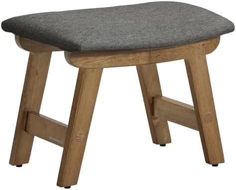SONGMICS Foot Stool Ottoman, Padded Foot Rest Under Desk, Solid Wood Frame