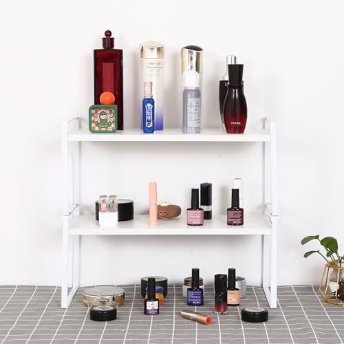 YGYQZ Desk Shelf Organizer, 2-Tier Desktop Bookshelf, White