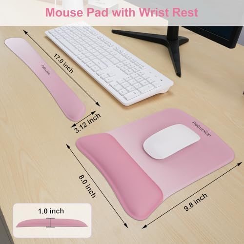 Petmolico Ergonomic 2Pcs Wrist Rest Set for Keyboard and Mouse, Pink