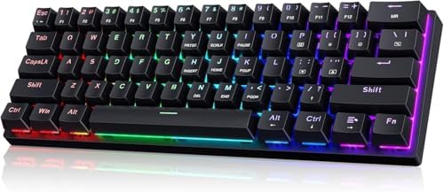 60% Wired Mechanical Gaming Keyboard with Blue Switches, LED Backlit