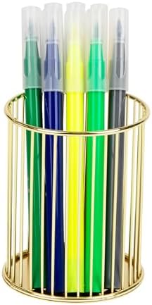 Mind Reader Pen and Accessories Holder, Desktop Organizer, Office, Metal , 3"L x 3"W x 4"H, Set of 3, Gold