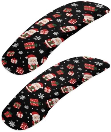 Santa Claus Print Office Chair Arm Rest Cover Set of 2 Santa Claus Snowflake Printed A Gaming Chair Armrest Covers with Elastic Edge, Dust-Proof Washable Christmas Decorative Accessories