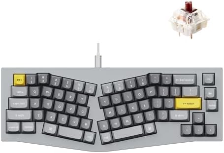 Keychron Q8 Wired Custom Mechanical Keyboard, 65% Alice Layout QMK/VIA Programmable with Hot-swappable Gateron G Pro Brown Switch Double Gasket Compatible with Mac Windows Linux (Grey)